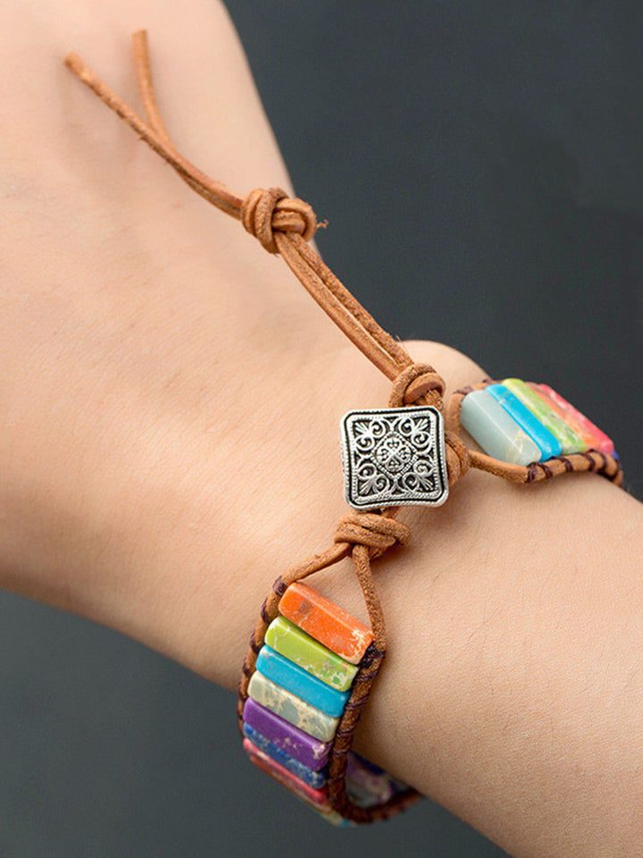 Náhrdelník z přírodního kamene 7 čakrových léčebných korálků