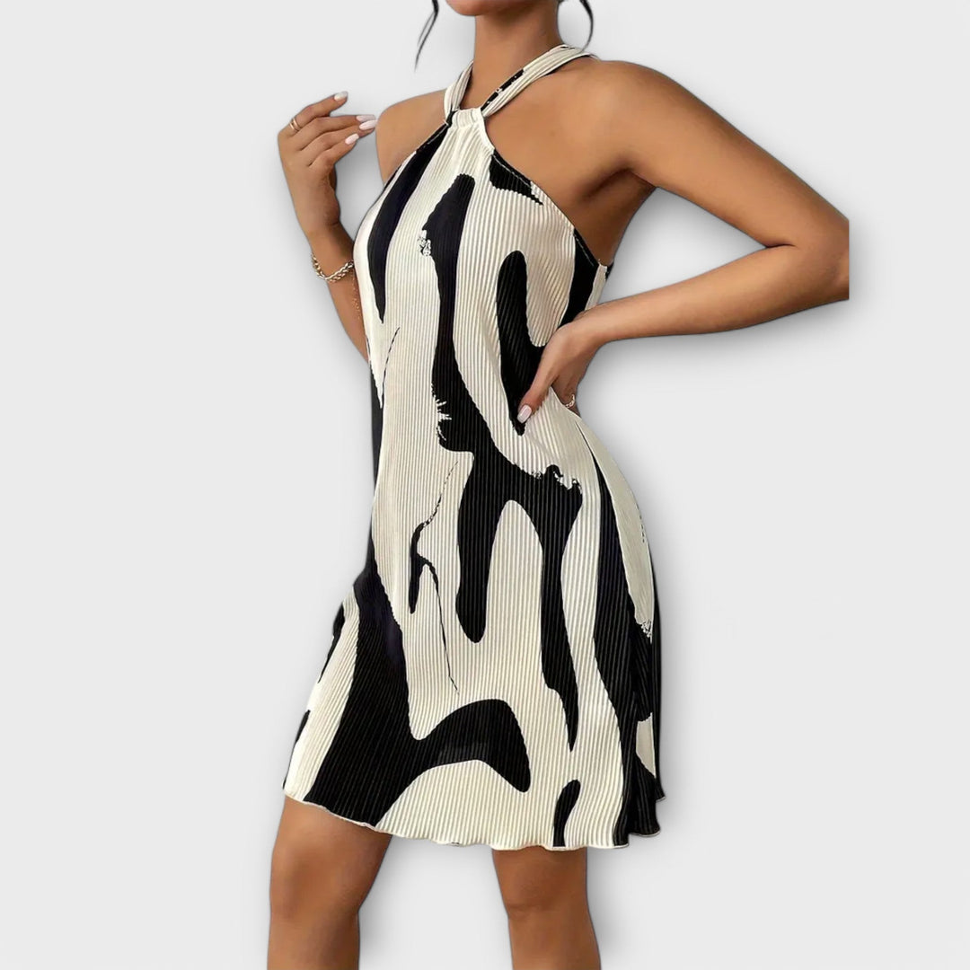 Nysaa - Dámské halter šaty s elegantním potiskem a A-liniovým střihem