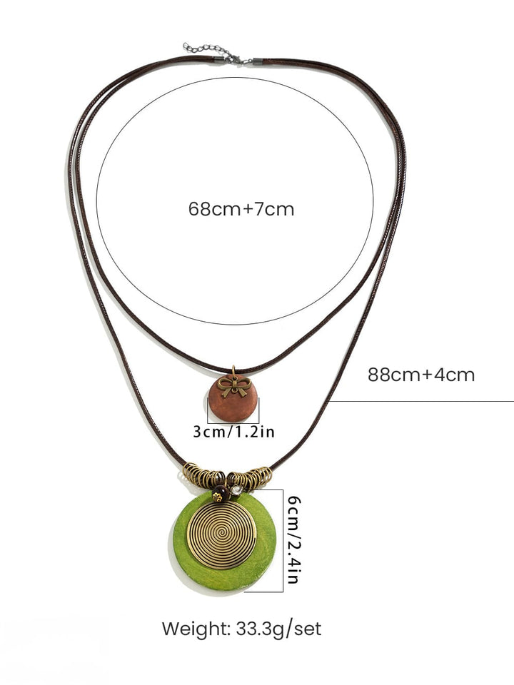 Dlouhý náhrdelník s dřevěnými disky a korálky