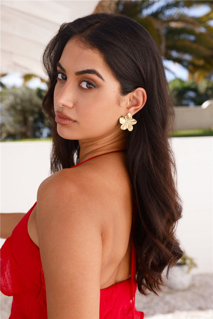 Náušnice ve tvaru květiny s 18k zlatým pozlacením