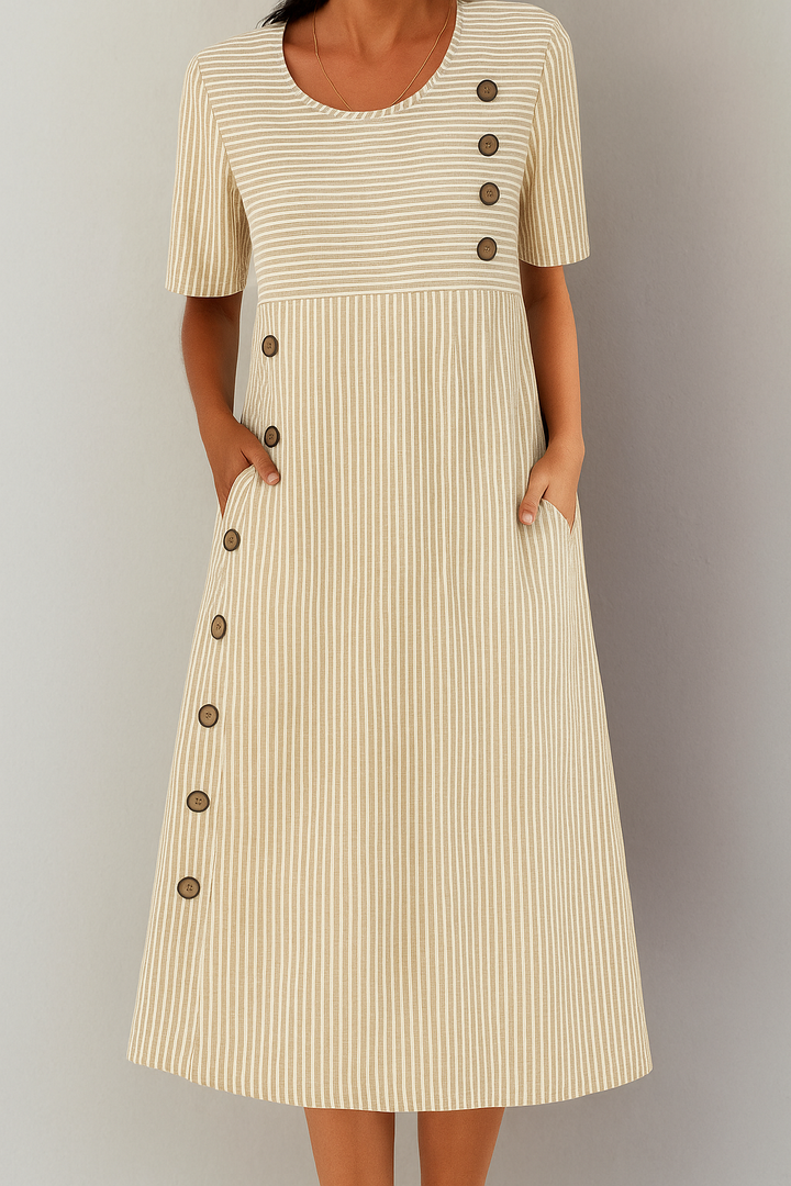 Amélie | Pruhované Midi Šaty – Vytříbená Jednoduchost
