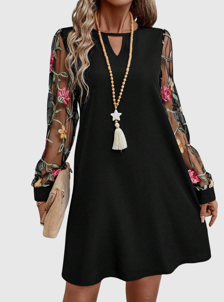 Jolanta | Elegantní šaty s výstřihem do „V“ a výraznými rukávy