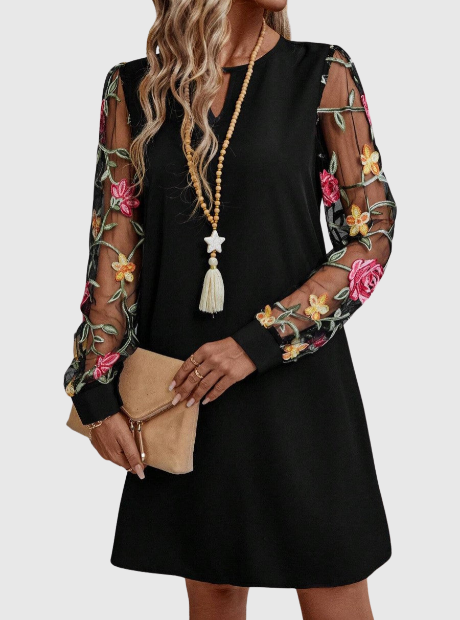 Jolanta | Elegantní šaty s výstřihem do „V“ a výraznými rukávy