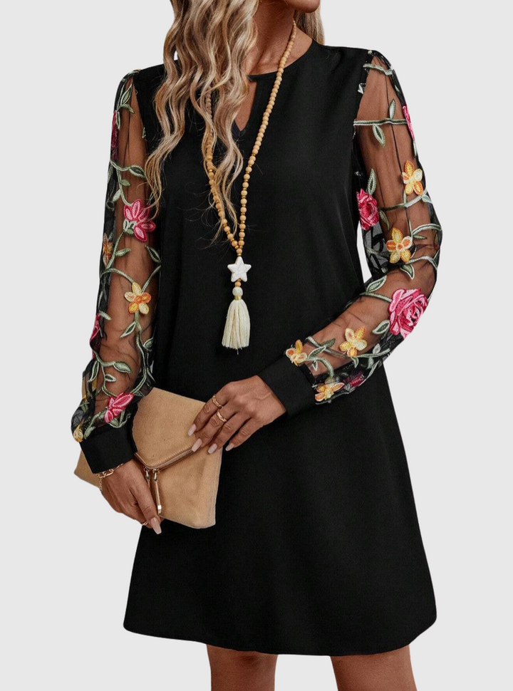 Jolanta | Elegantní šaty s výstřihem do „V“ a výraznými rukávy