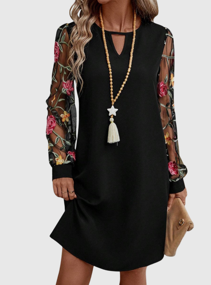 Jolanta | Elegantní šaty s výstřihem do „V“ a výraznými rukávy