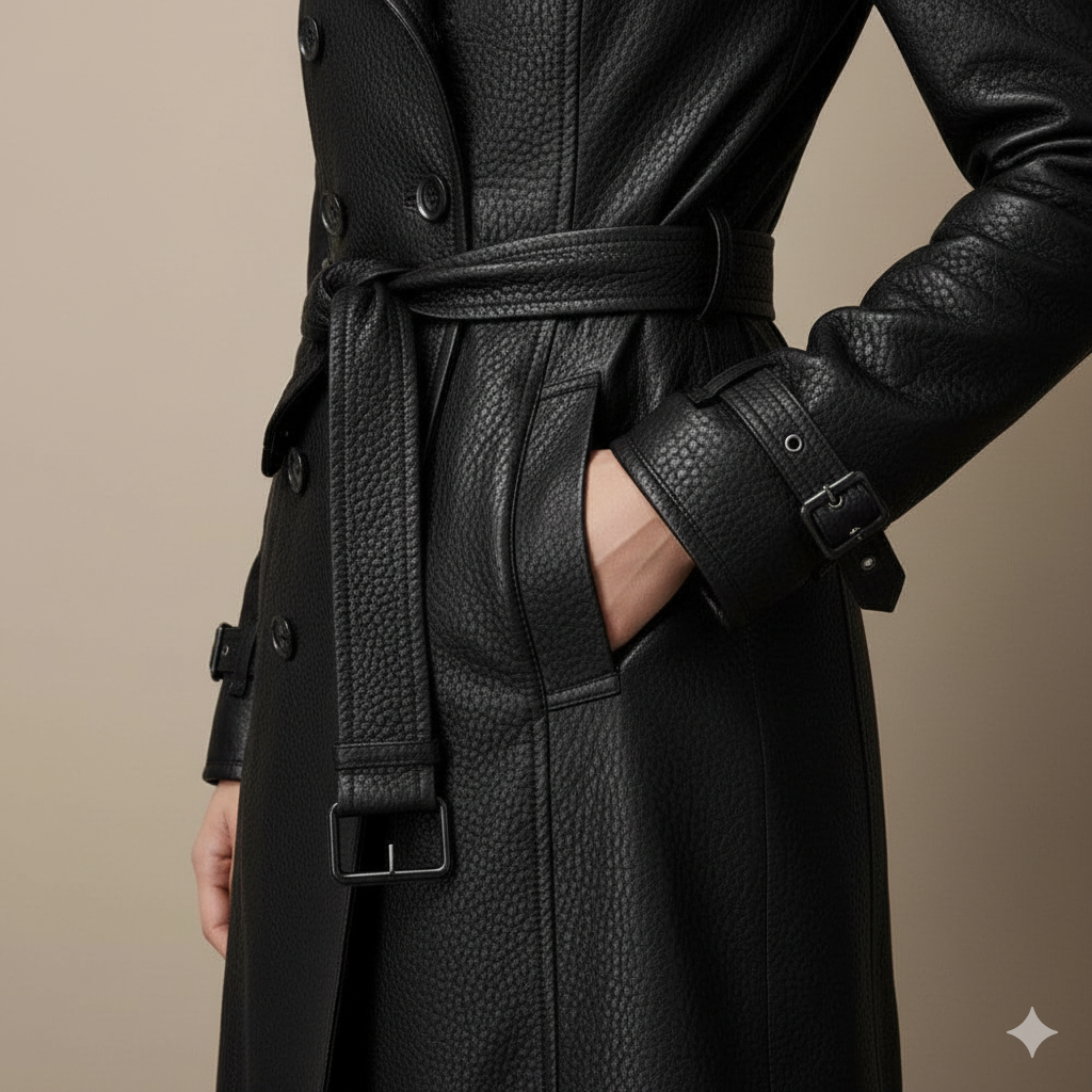 Karolina | Kožený tříčtvrteční kabát