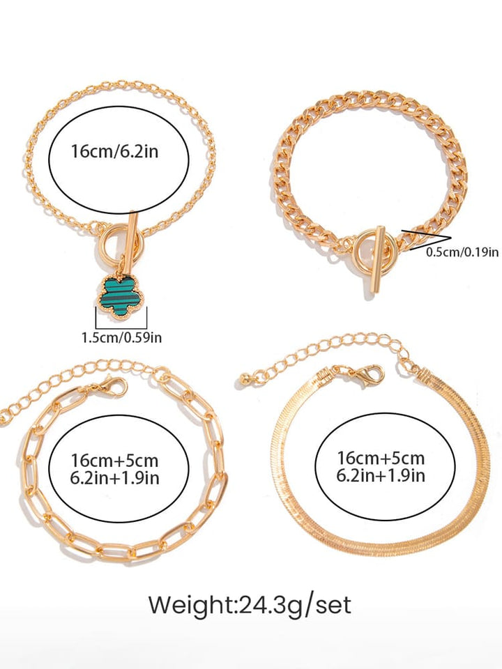 Náhrdelník z hadí kosti s náramky s trojlístkem